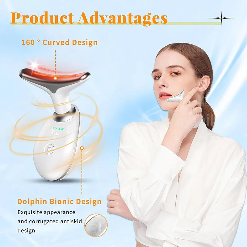Revitalize Your Skin with the 7-Color Anti-Wrinkle Neck and Face Massager - Achieve a Youthful Glow and Reduce Double Chin!