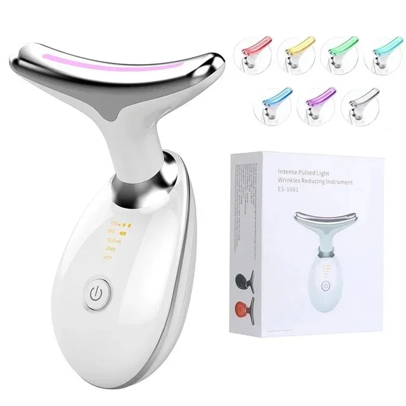 Revitalize Your Skin with the 7-Color Anti-Wrinkle Neck and Face Massager - Achieve a Youthful Glow and Reduce Double Chin!