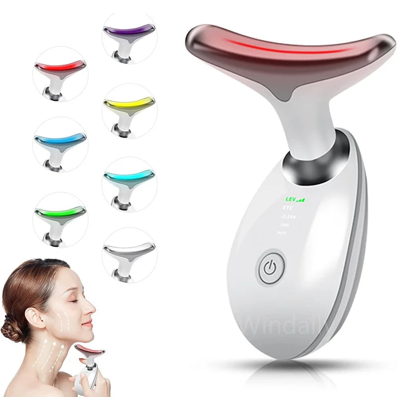 Revitalize Your Skin with the 7-Color Anti-Wrinkle Neck and Face Massager - Achieve a Youthful Glow and Reduce Double Chin!