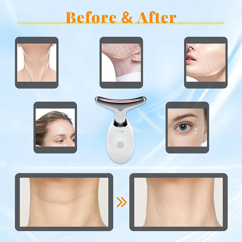 Revitalize Your Skin with the 7-Color Anti-Wrinkle Neck and Face Massager - Achieve a Youthful Glow and Reduce Double Chin!