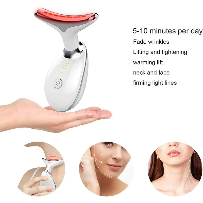 Revitalize Your Skin with the 7-Color Anti-Wrinkle Neck and Face Massager - Achieve a Youthful Glow and Reduce Double Chin!